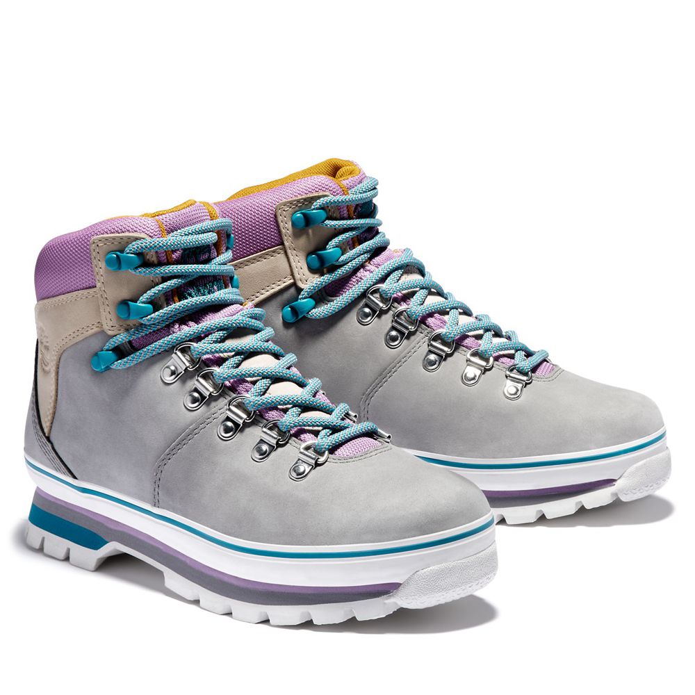 Tênis Feminino - Timberland Euro Hiker Mixed-Media Impermeavel Boots - CVMZE1648 - Cinzentas